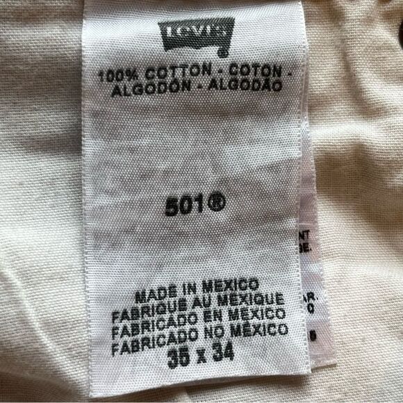 Levi's Men's Tan Jeans 501 Size 35 X 34 button fly 5 pocket Straight Leg - Picture 3 of 8